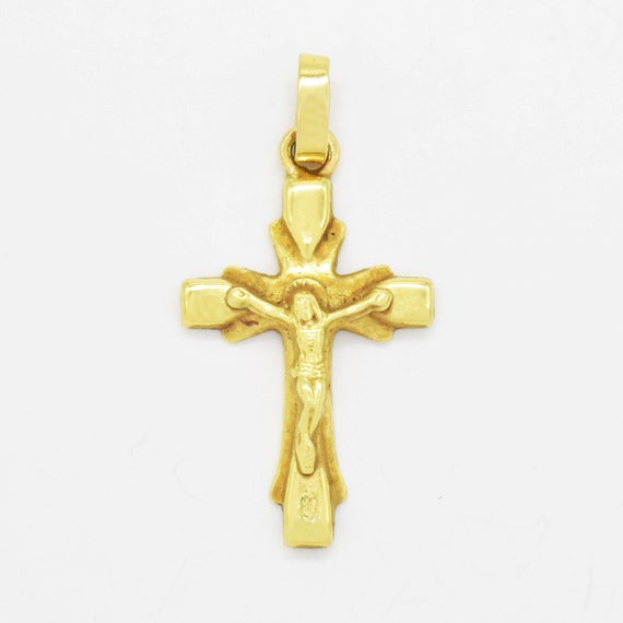 18k Yellow Gold Estate Crucifix Cross Religious Pe