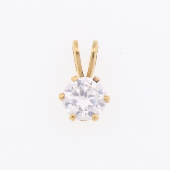 10k Yellow Gold Estate Round White Gemstone Penda… - image 1