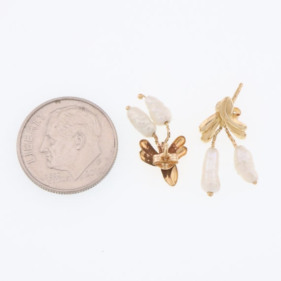 14k Yellow Gold Estate Seed Pearl Drop/Dangle Ear… - image 3