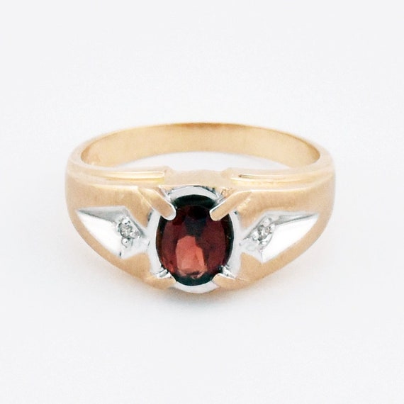 10k Yellow Gold and White Gold Vintage Garnet and… - image 1