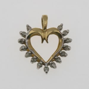 Diamond Heart 10k Yellow Gold Estate Pendant 1.1g