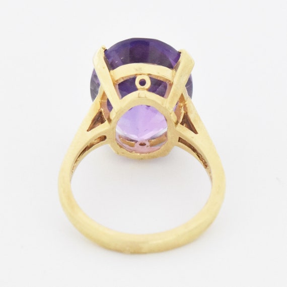 14k Yellow Gold Estate Oval Amethyst Ring Size 7 - image 5