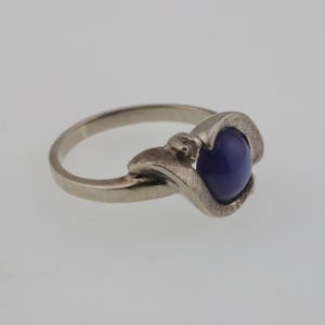 10k White Gold Estate Star Sapphire & Diamond Ring Size 4.5