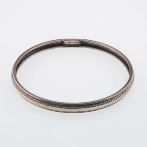 Modernist Estate Textured Beau Bangle Bracelet Sterling Silver