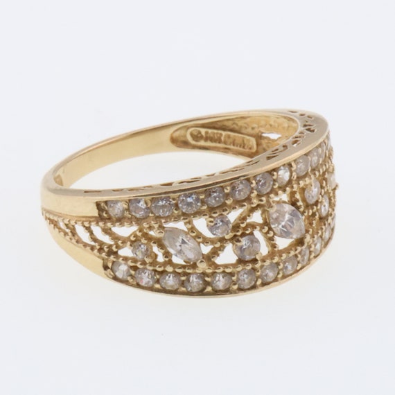 14k Yellow Gold Estate Wide Cubic Zirconia Band/R… - image 1