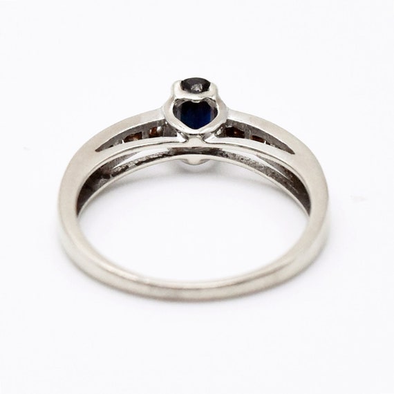 10k White Gold Estate Sapphire & Diamond Ring Siz… - image 5