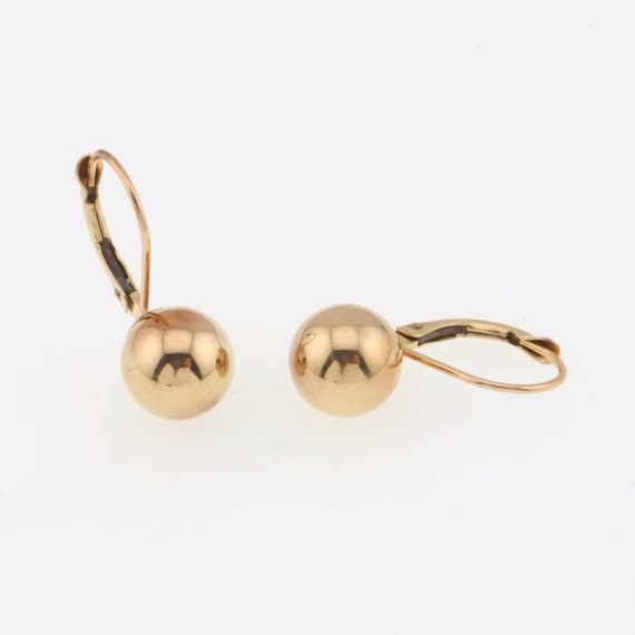 14k Yellow Gold Estate Leverback Ball Earrings