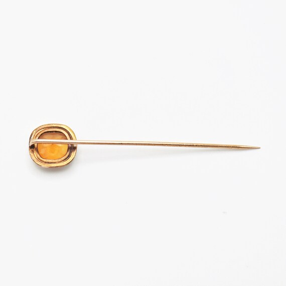 14k Yellow Gold Vintage Citrine Gemstone Stick Pin - image 4