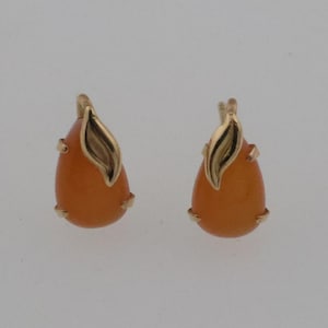 14k Yellow Gold Estate Orange Gemstone Stud Earrings