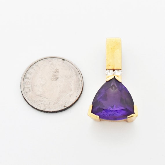 18k Yellow Gold Estate Amethyst & Diamond Drop Pe… - image 3