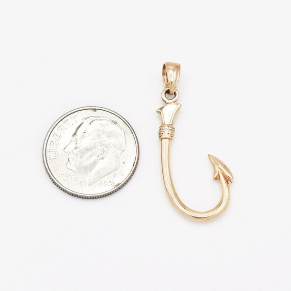 14k Yellow Gold Estate Fish Hook Pendant - image 3