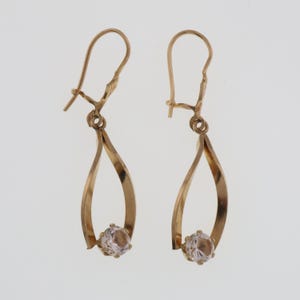 14k Yellow Gold Estate Cubic Zirconia Drop/Dangle Earrings