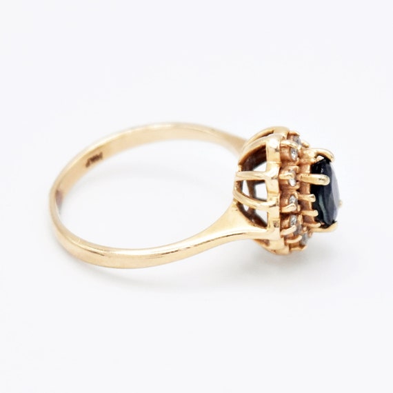 14k Yellow Gold Estate Sapphire & Diamond Ring Si… - image 3