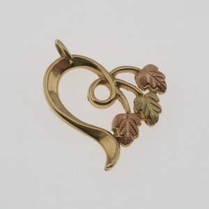 Heart and Leaf 10k Yellow & Rose Gold Estate Pendant 1.8g