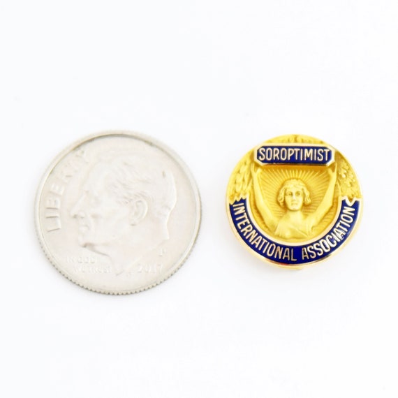 10k Yellow Gold Antique Enamel Soroptimist Intern… - image 3