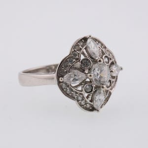 Multi Cubic Zirconia Fancy Estate Ring Size 7 14k White Gold 4.0g