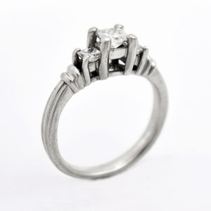 Platinum Estate 3 Diamond Engagement Ring .80 TCW Size 7.75