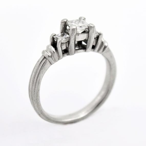 Platinum Estate 3 Diamond Engagement Ring .80 TCW… - image 1