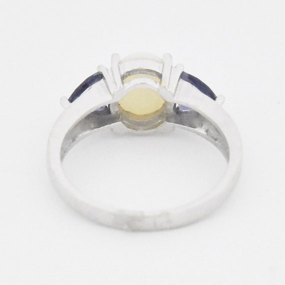 14k White Gold Estate Opal & Tanzanite Tier Ring … - image 5