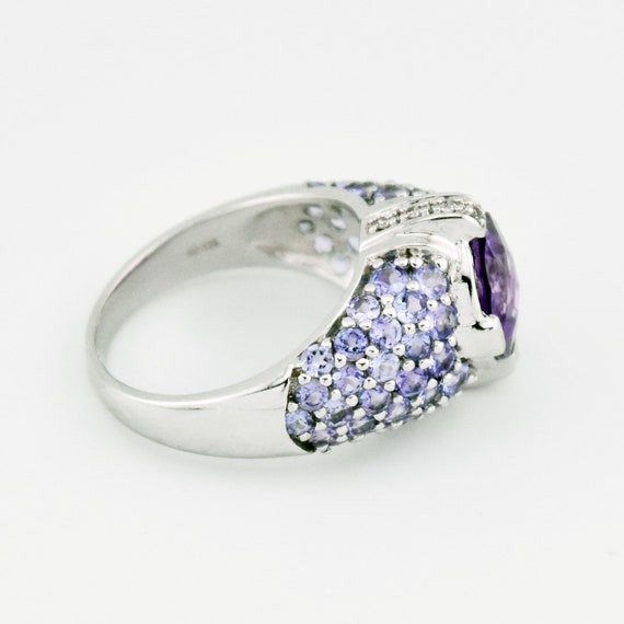 14k White Gold Estate Purple Spinel & Tanzanite R… - image 3