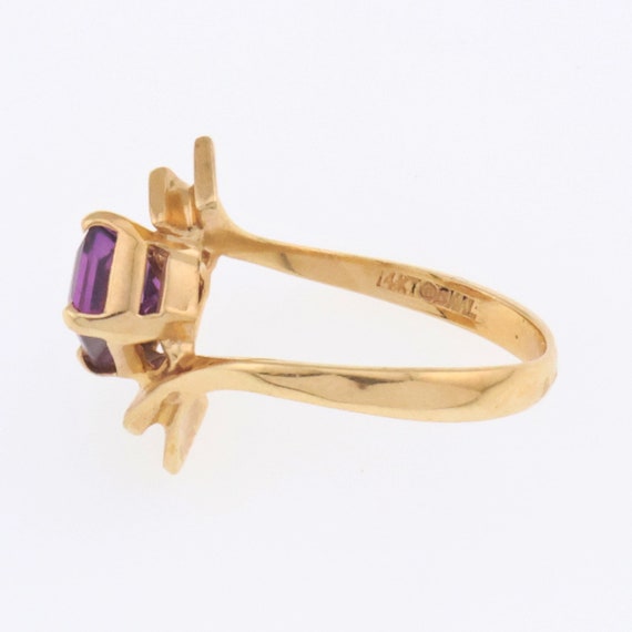 14k Yellow Gold Emerald Cut Amethyst Estate Ring … - image 4