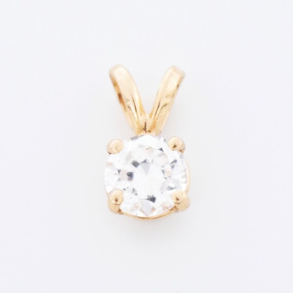 14k Yellow Gold Estate White Gemstone Pendant - image 1