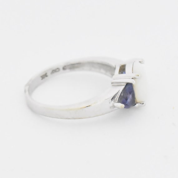 14k White Gold Estate Opal & Tanzanite Tier Ring … - image 3