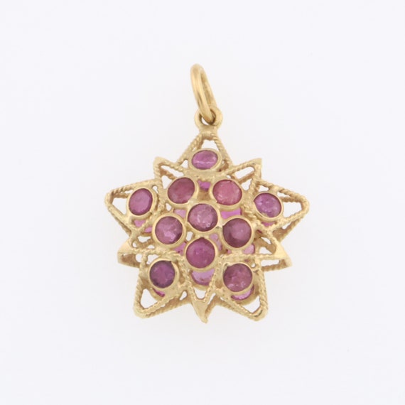 18k Yellow Gold Estate Ruby Double Sided Pendant