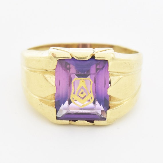 10k Yellow Gold Purple Sapphire Order of United A… - image 1