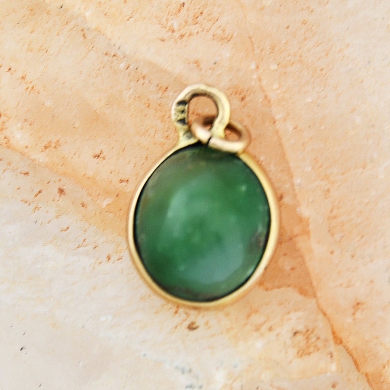 14k Yellow Gold Estate Moss Agate CharmPendant Jewelry Is Me:Great Holiday Gifts Him or Her Vintage to Modern