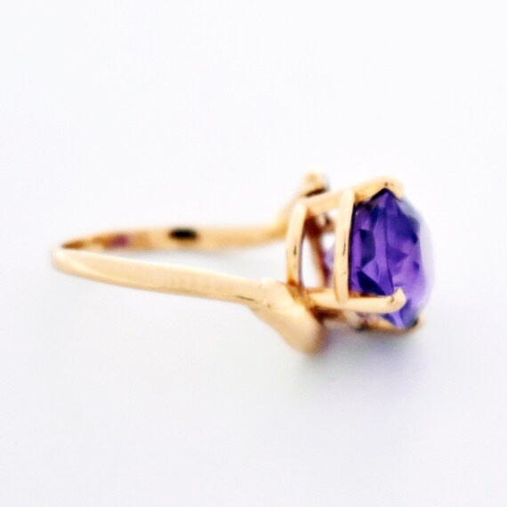 14k Yellow Gold Estate Oval Amethyst Swirl Ring S… - image 3