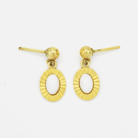 14k Yellow Gold Estate Opal Dangle/Drop Post Earr… - image 1