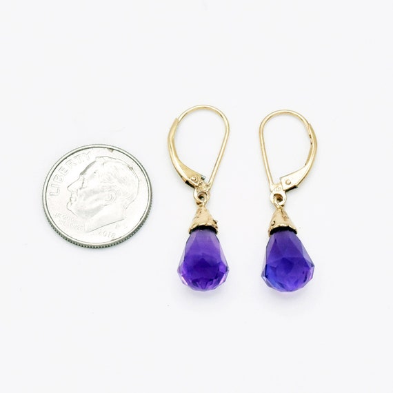 14k Yellow Gold Estate Amethyst Drop/Dangle Lever… - image 3