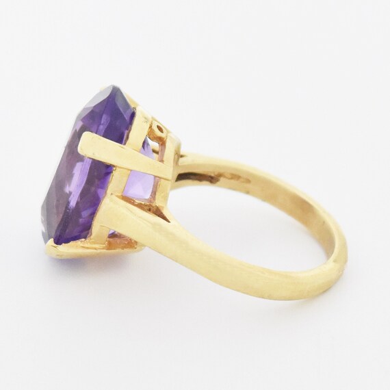 14k Yellow Gold Estate Oval Amethyst Ring Size 7 - image 3
