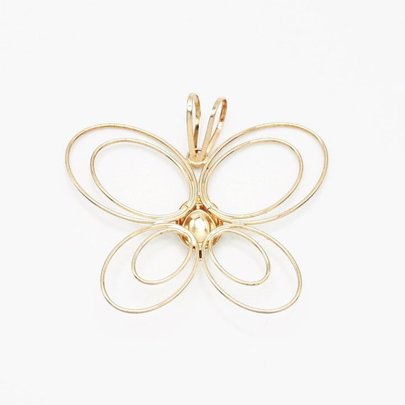 14k Yellow Gold Estate Open Butterfly Animal Pend… - image 2