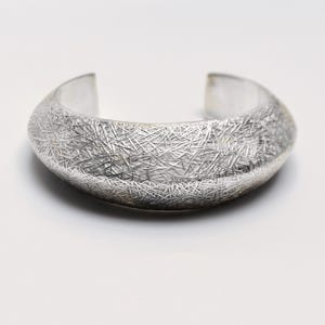 Mid Century Modern Sterling Silver 925 Wide Abstract Cuff Bracelet