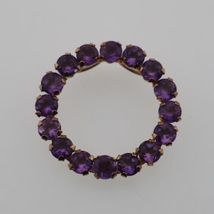 10k Yellow Gold Estate Amethyst Circle Pendant