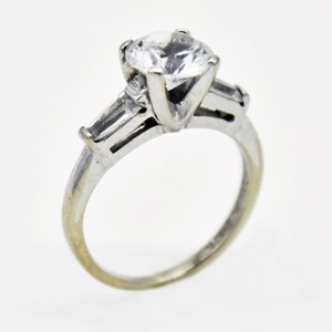 10k White Gold Estate White Spinel Engagement Ring Size 5.25