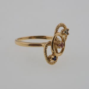 14k Yellow Gold Estate Multi Colored Gemstone Ring Size 6.75
