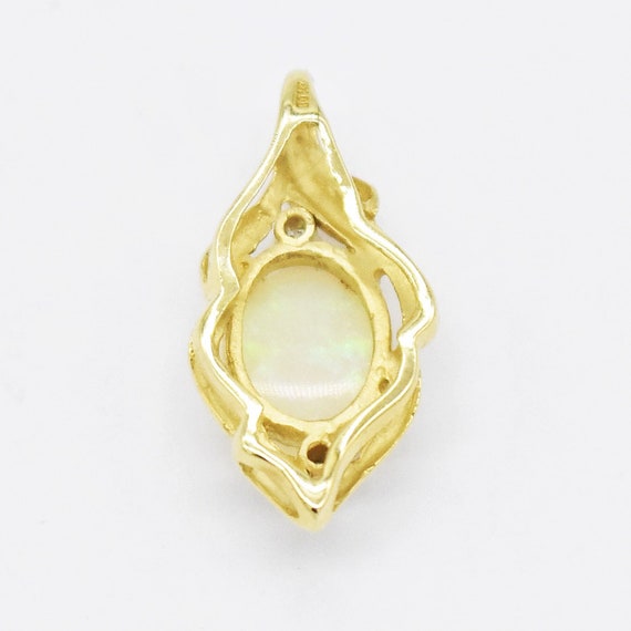 14k Yellow Gold Estate Swirl Fire Opal & Diamond … - image 2