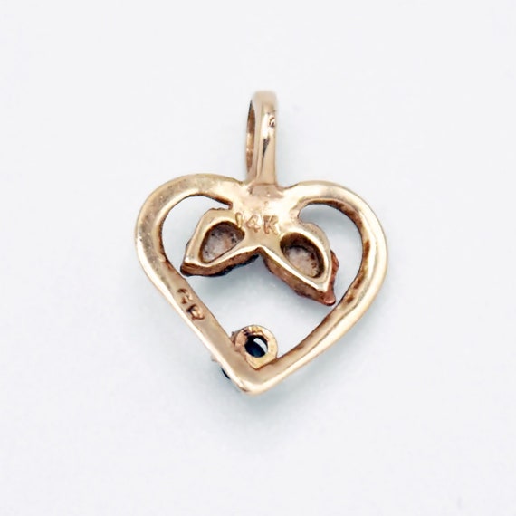 14k Yellow & Rose Gold Estate Open Heart Love Sap… - image 2