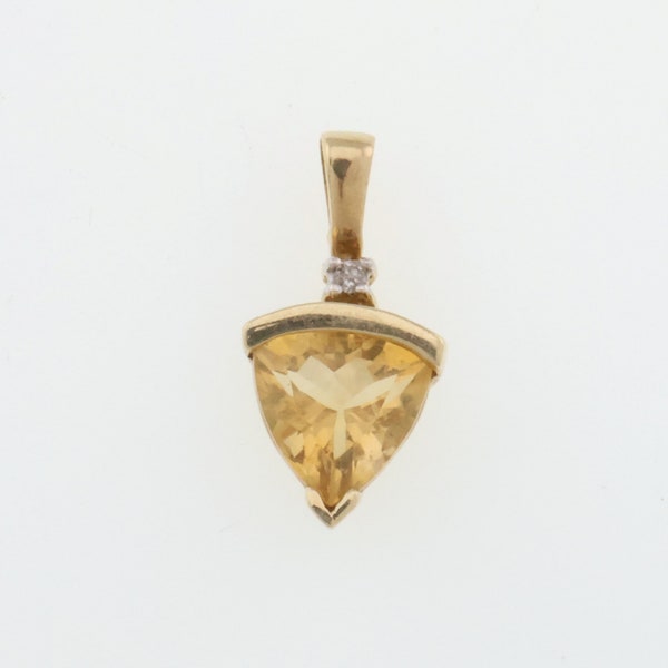 10k Yellow Gold Estate Citrine & Diamond Pendant