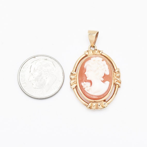 14k Yellow Gold Estate Carved Cameo Drop/Dangle P… - image 3