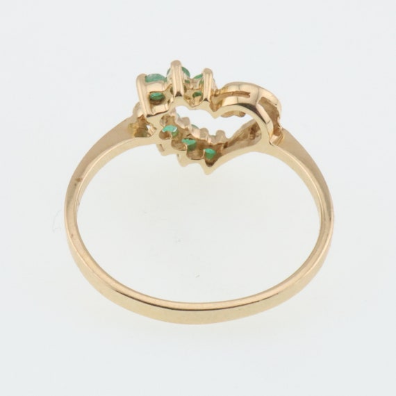 10k Yellow Gold Estate Emerald Heart Love Ring Si… - image 4