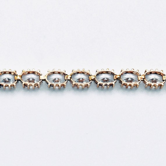 14k Yellow Gold Estate 7.75" Fancy CZ Bracelet - image 2