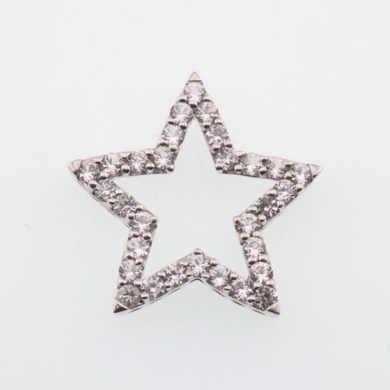 10k White Gold Estate White Sapphire Star Pendant