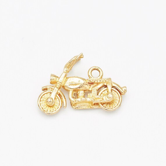 14k Yellow Gold Estate Textured Motorcycle Charm/… - image 1