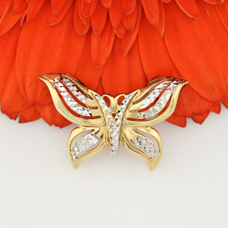Jewelry Is Me:Great Holiday Gifts Him or Her Vintage to Modern 14k YG /& WG Estate Open Wrk Diamond Cut Butterfly Animal SlidePendant