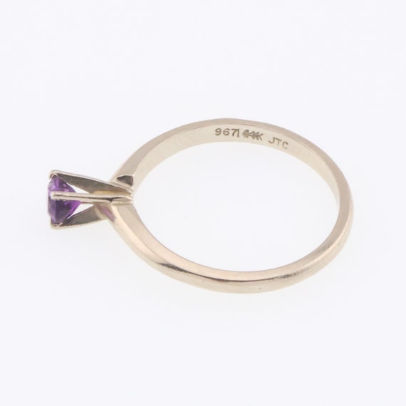 14k White Gold Solitaire Round Amethyst Estate Ri… - image 3