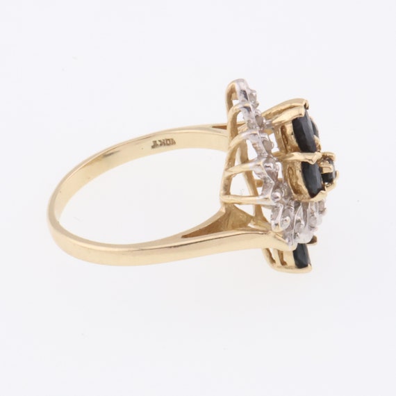 10k Yellow Gold Estate Sapphire & Diamond Ring Si… - image 4